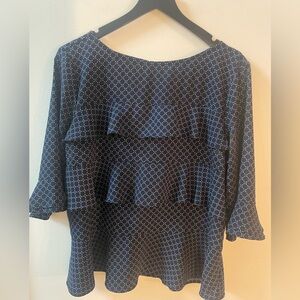 Ann Taylor ruffle blouse, blue, size large